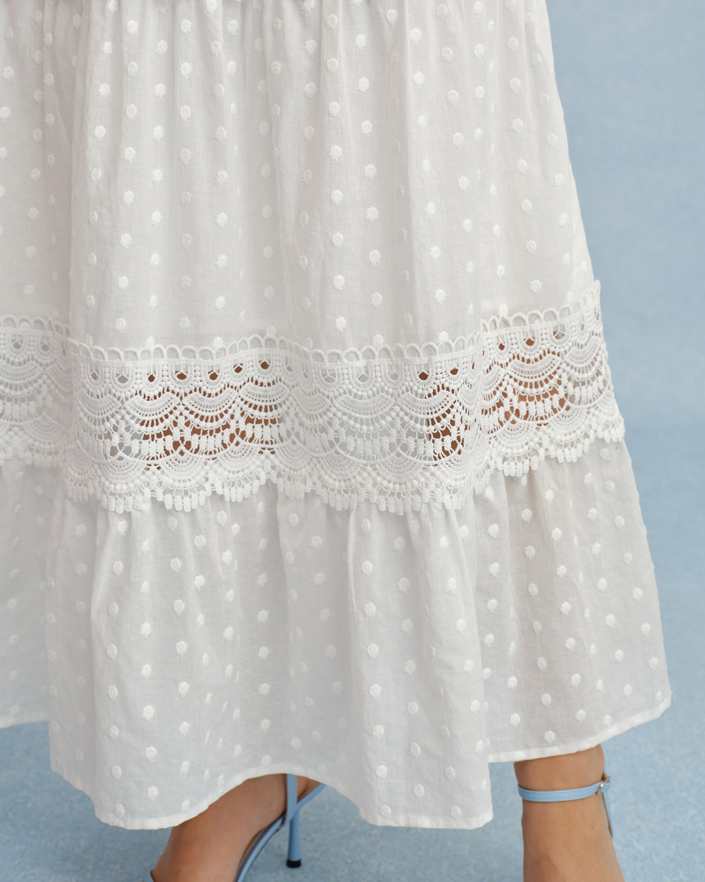 Maxi Dress with White V-Neck and Spliced Tie Detail