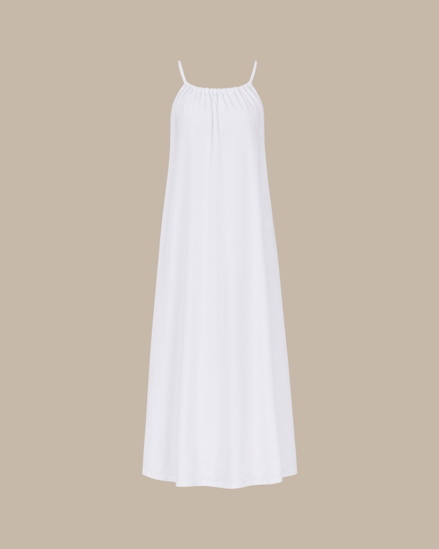 White A-Line Maxi Dress with Tie Straps