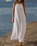 White A-Line Maxi Dress with Tie Straps