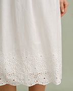 White Lace Cross-Back Midi Slip Dress