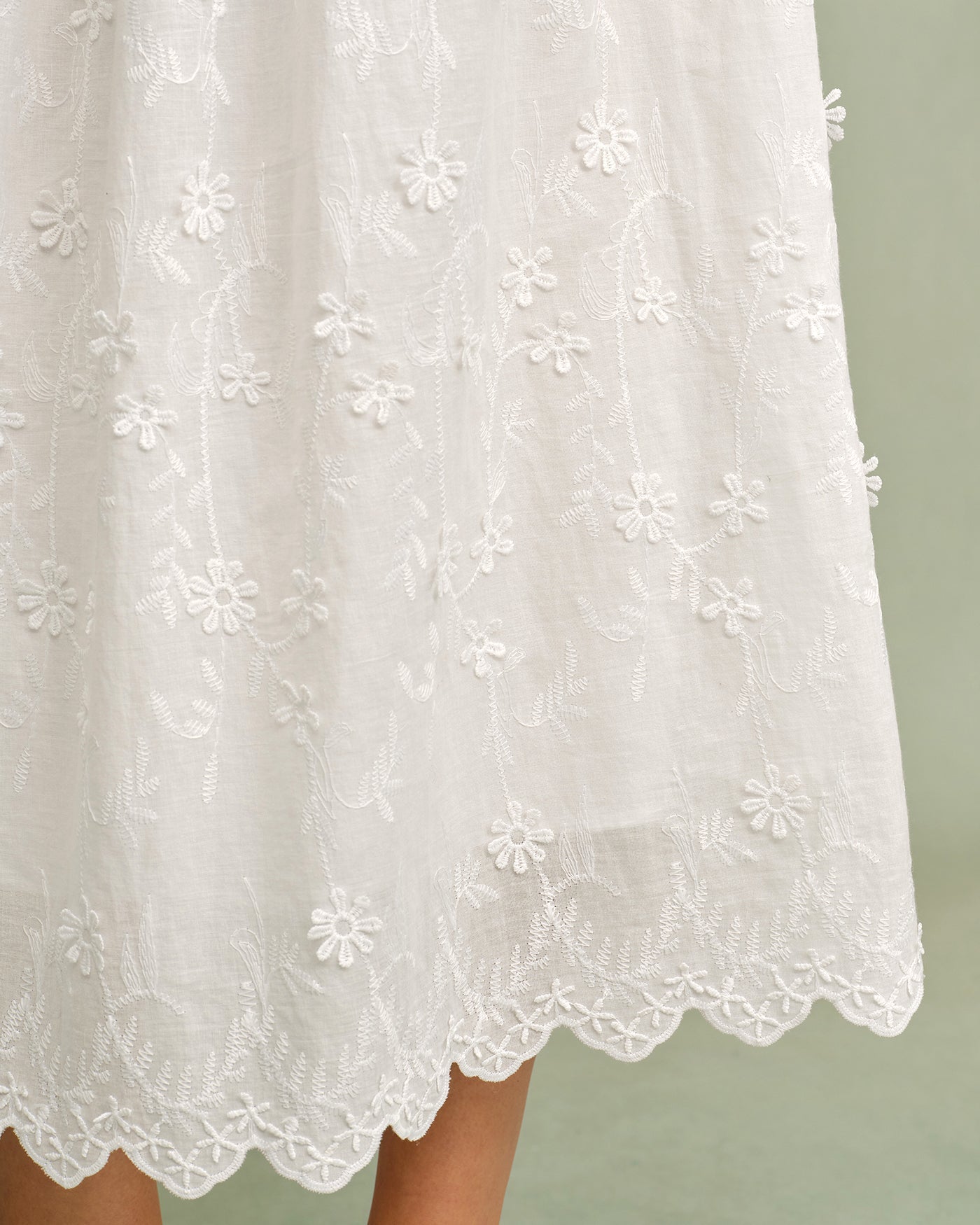 Floral Midi Dress with White Round Neck