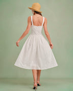 White Midi Dress with Square Neckline