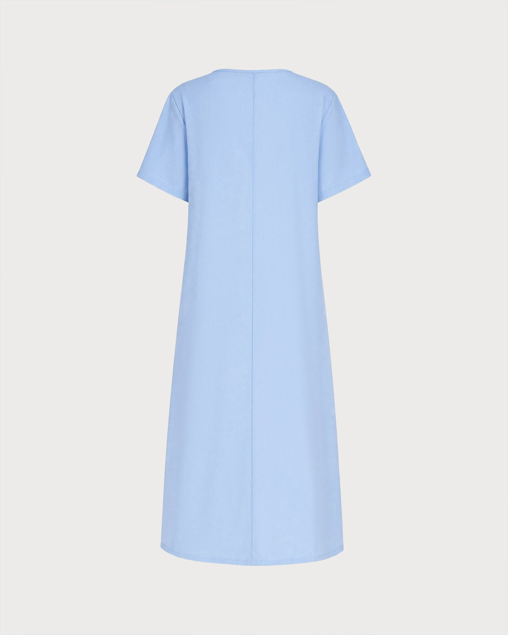 Blue V-Neck Midi Dress with Pockets
