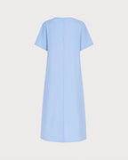 Blue V-Neck Midi Dress with Pockets