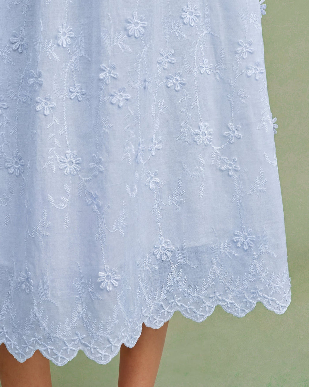 Textured Midi Dress with Blue Floral Design