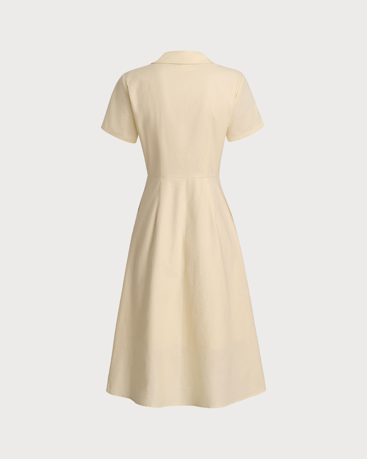 Sunny Yellow Short Sleeve Midi Dress with Button Details