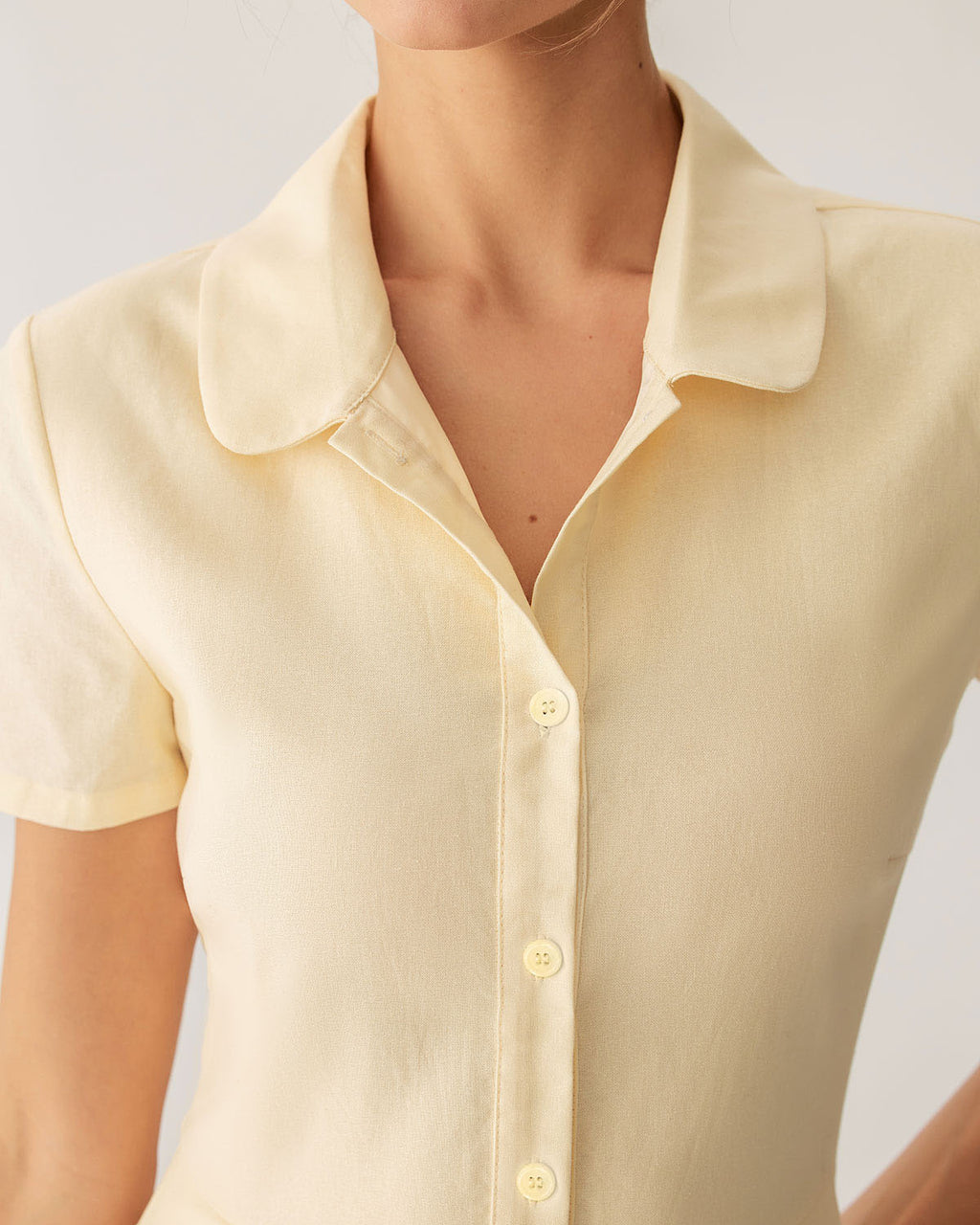 Sunny Yellow Short Sleeve Midi Dress with Button Details