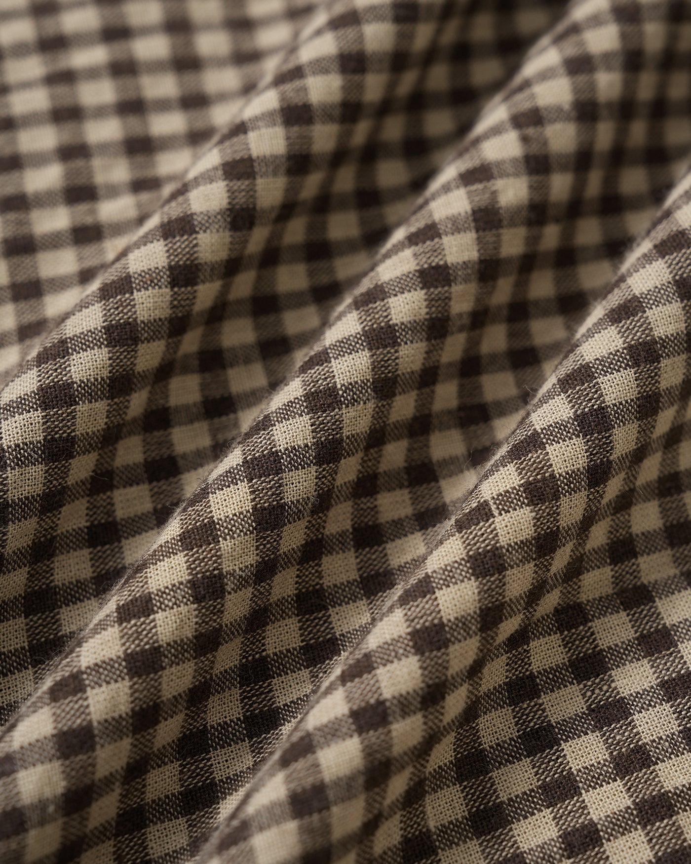 Brown Gingham Cotton Mini Dress with Collar