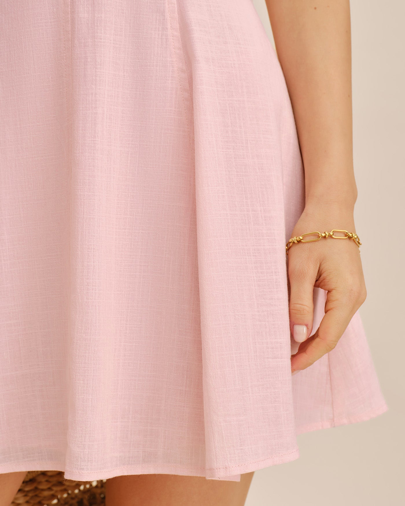 Mini Dress with Pink Embroidered Accents