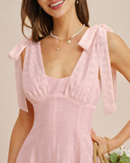 Mini Dress with Pink Embroidered Accents