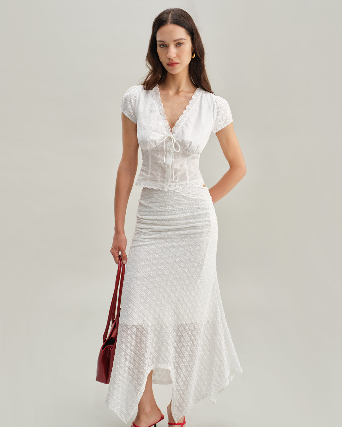 Textured White Cap Sleeve Top