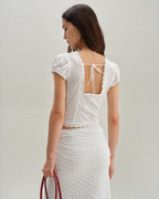 Textured White Cap Sleeve Top
