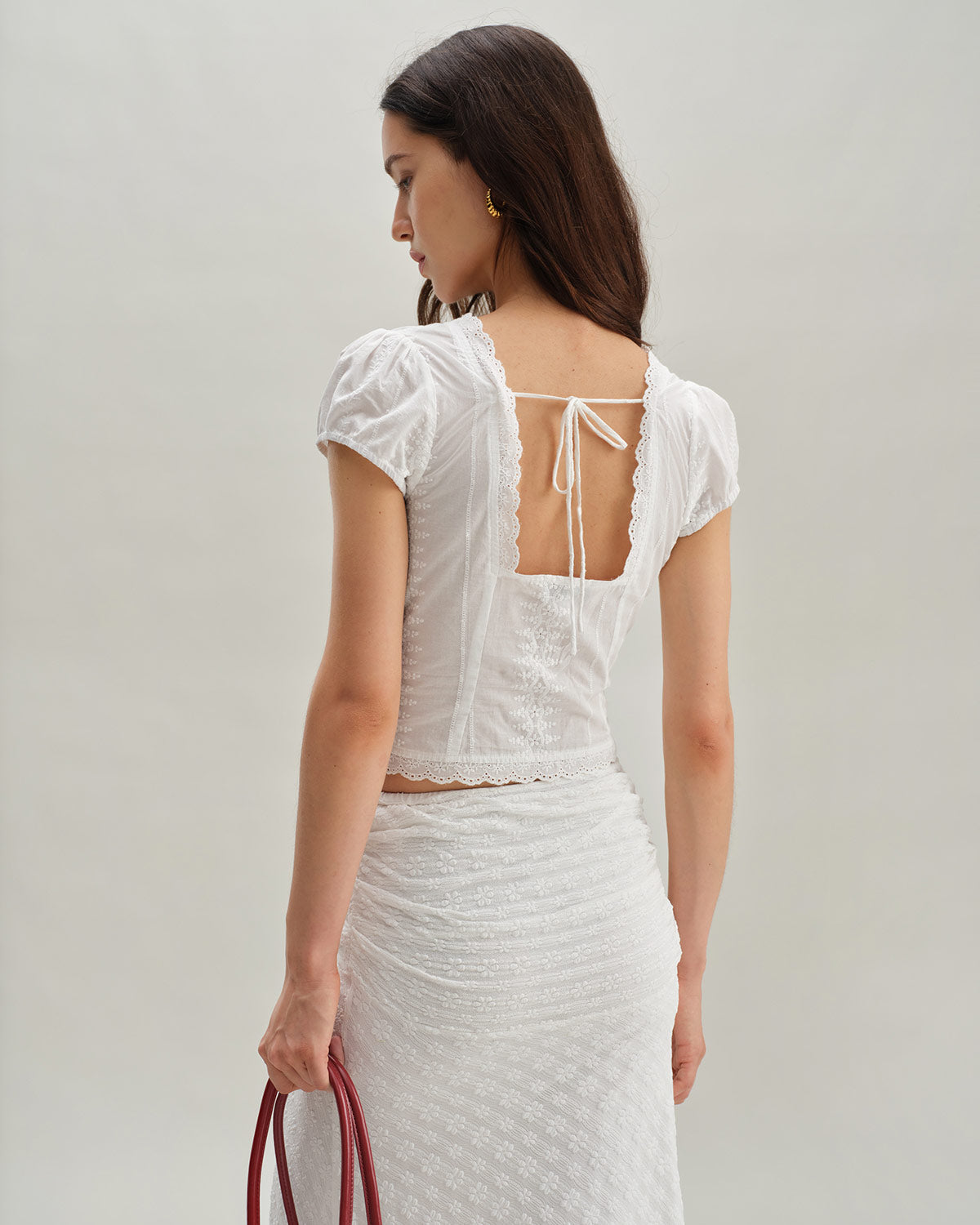 Textured White Cap Sleeve Top