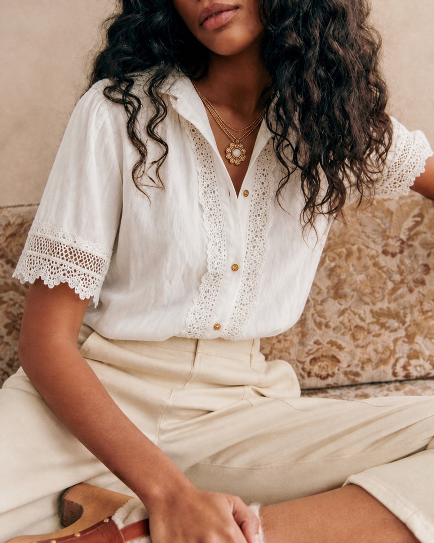 Classic White Collar Button-Up Shirt