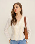 Apricot Lace V-Neck Top
