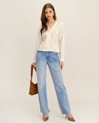 Apricot Lace V-Neck Top