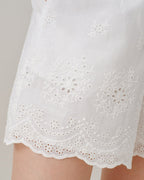 White Embroidered Pocket Shorts