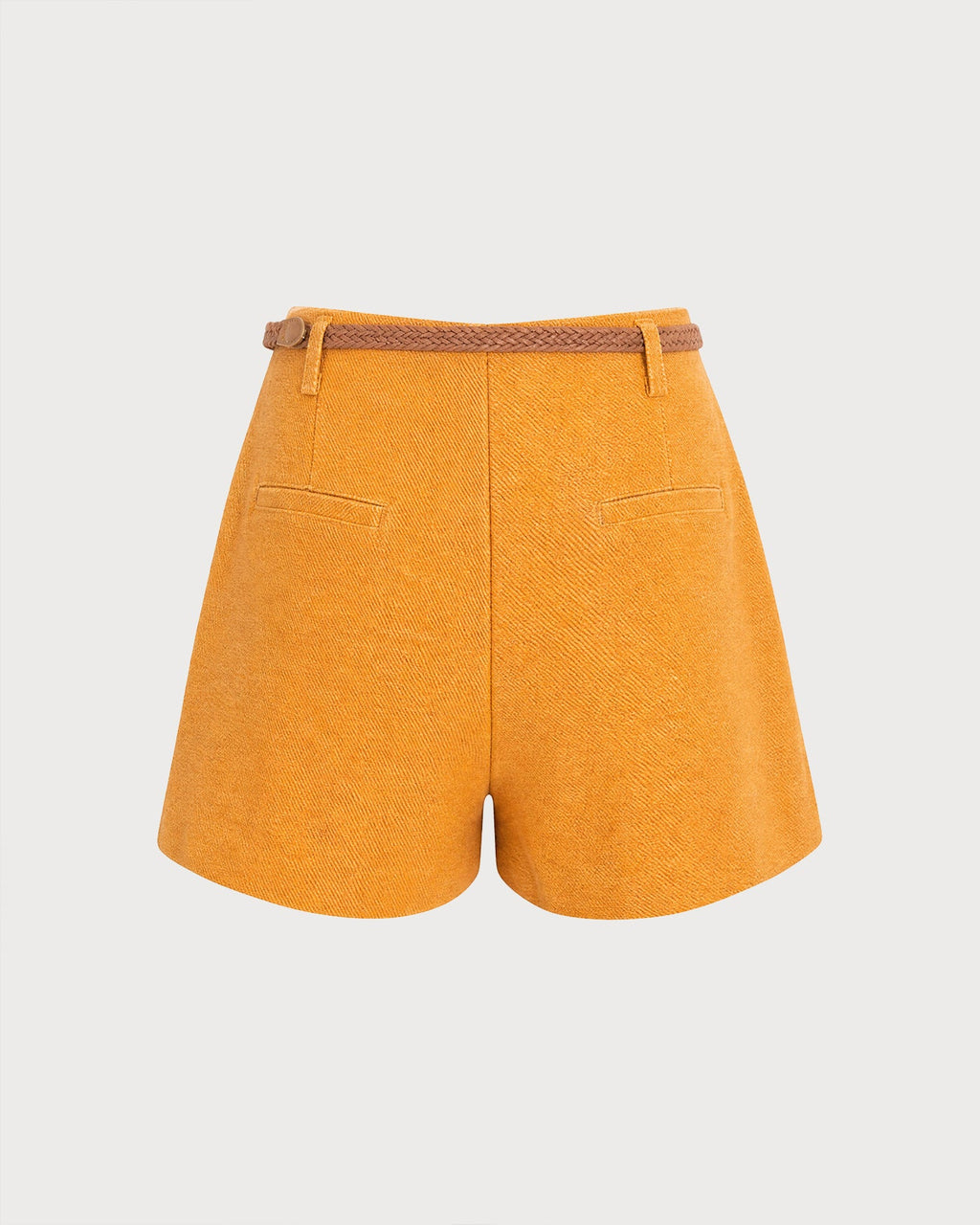 Yellow Solid Pocketed Shorts
