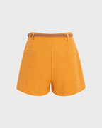 Yellow Solid Pocketed Shorts