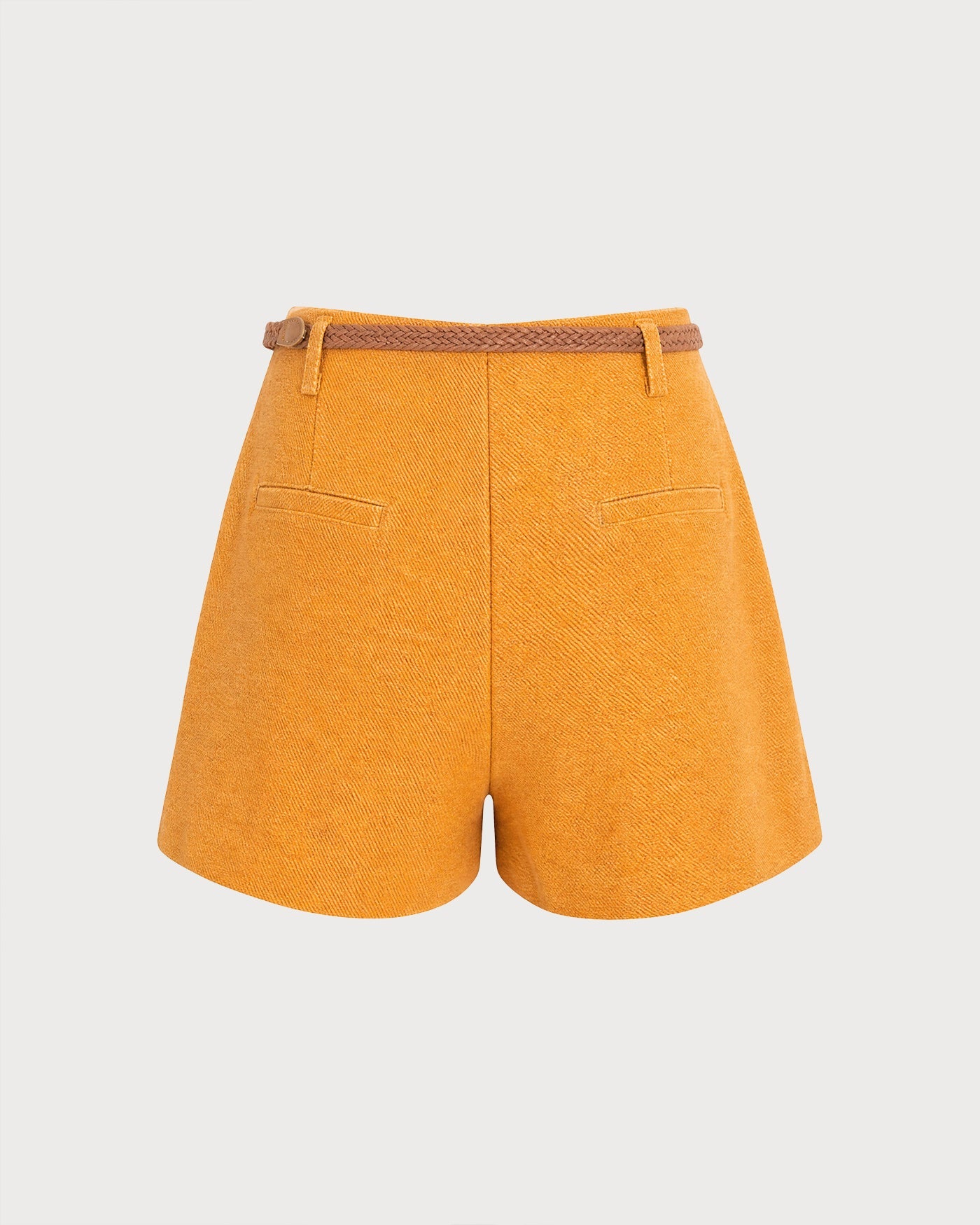 Yellow Solid Pocketed Shorts