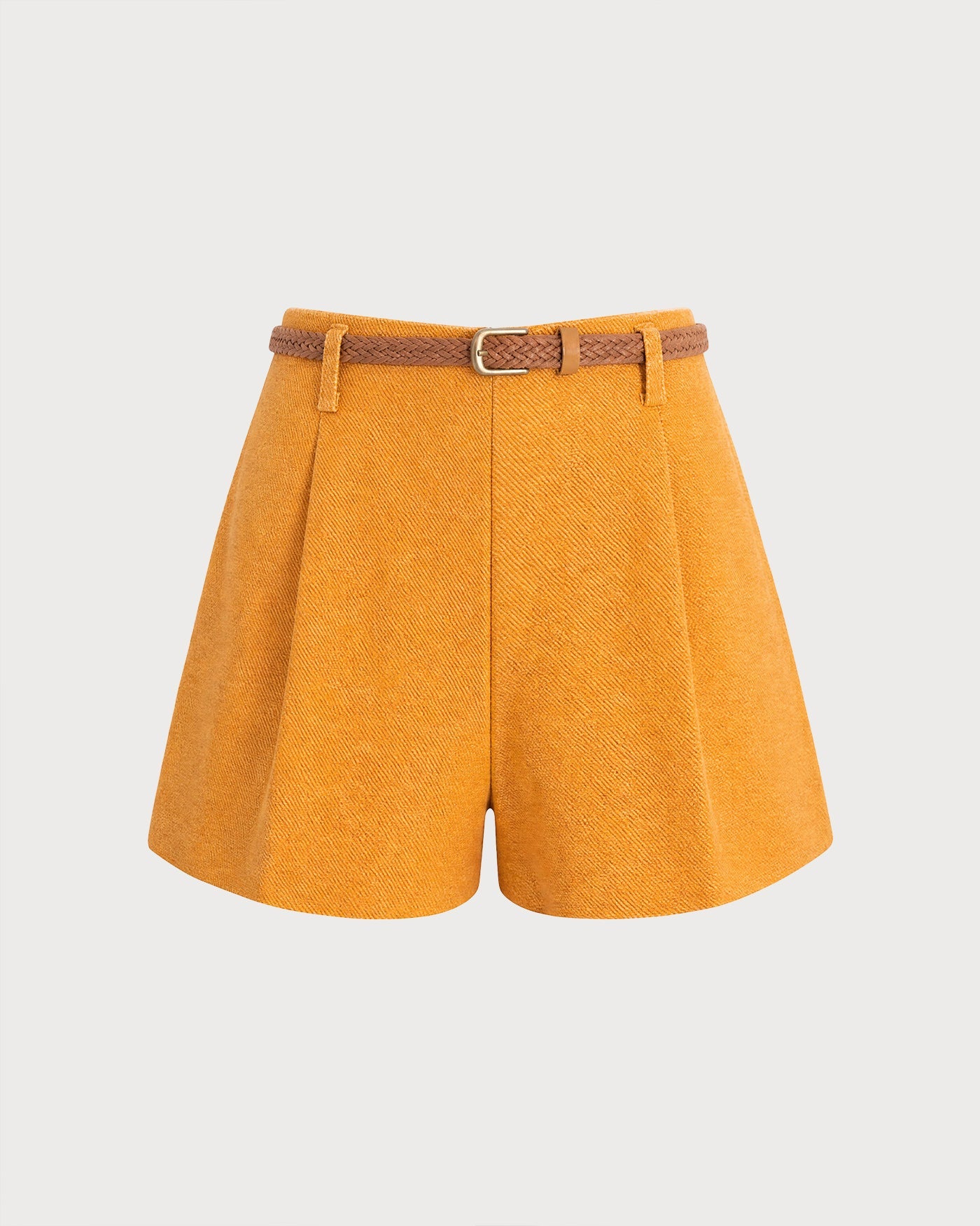 Yellow Solid Pocketed Shorts