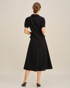 Embroidered Black Midi Skirt