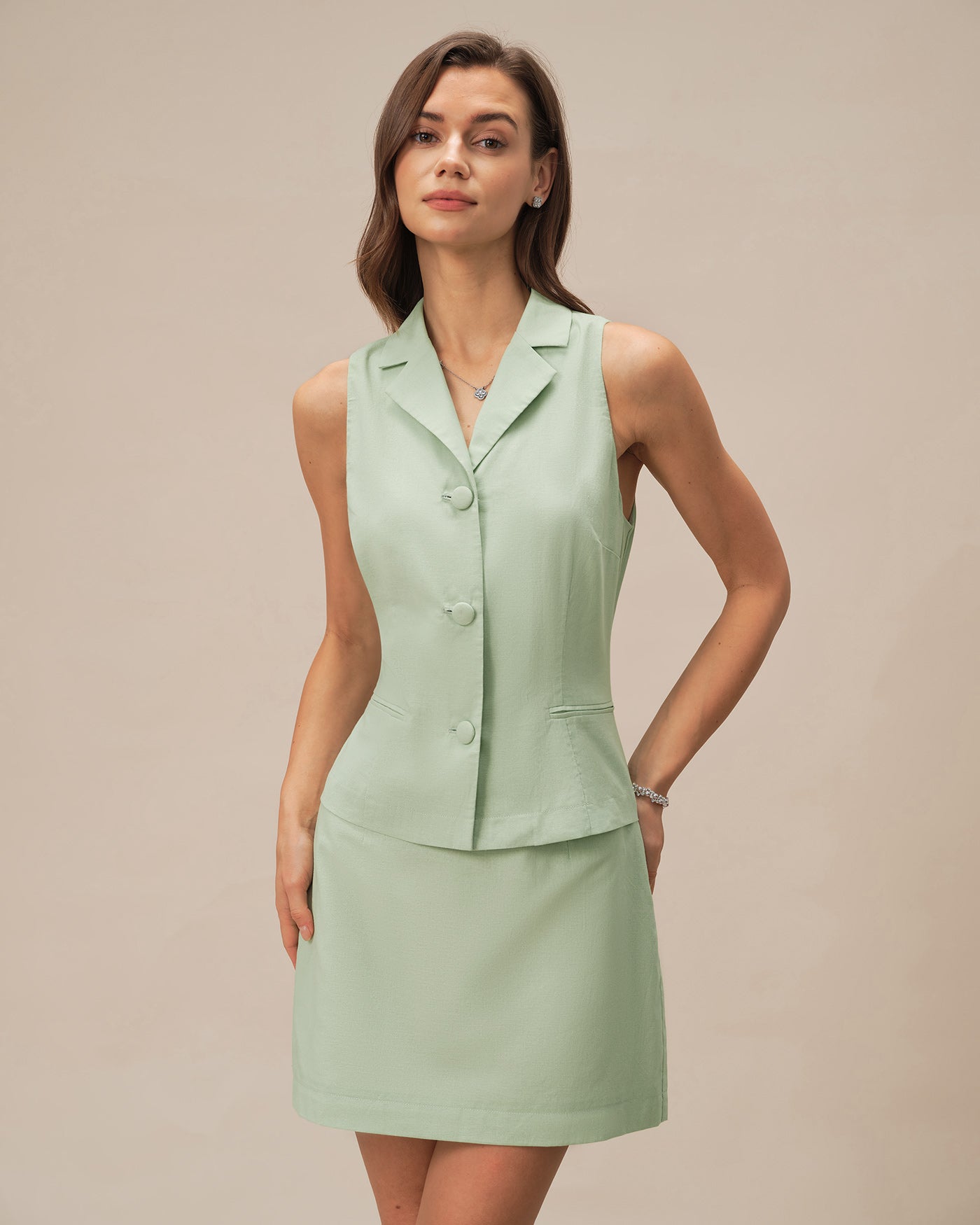 Solid Green A-Line Mini Skirt