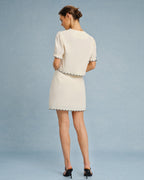 Contrasting Mini Skirt with Beige Embroidery