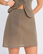 Brown Checkered Mini Skirt