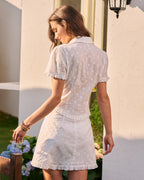 White Ruffled A-Line Mini Skirt