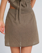 Brown Checkered Mini Skirt