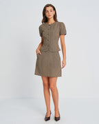 Brown Checkered Mini Skirt
