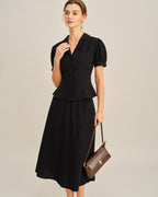 Embroidered Black Midi Skirt