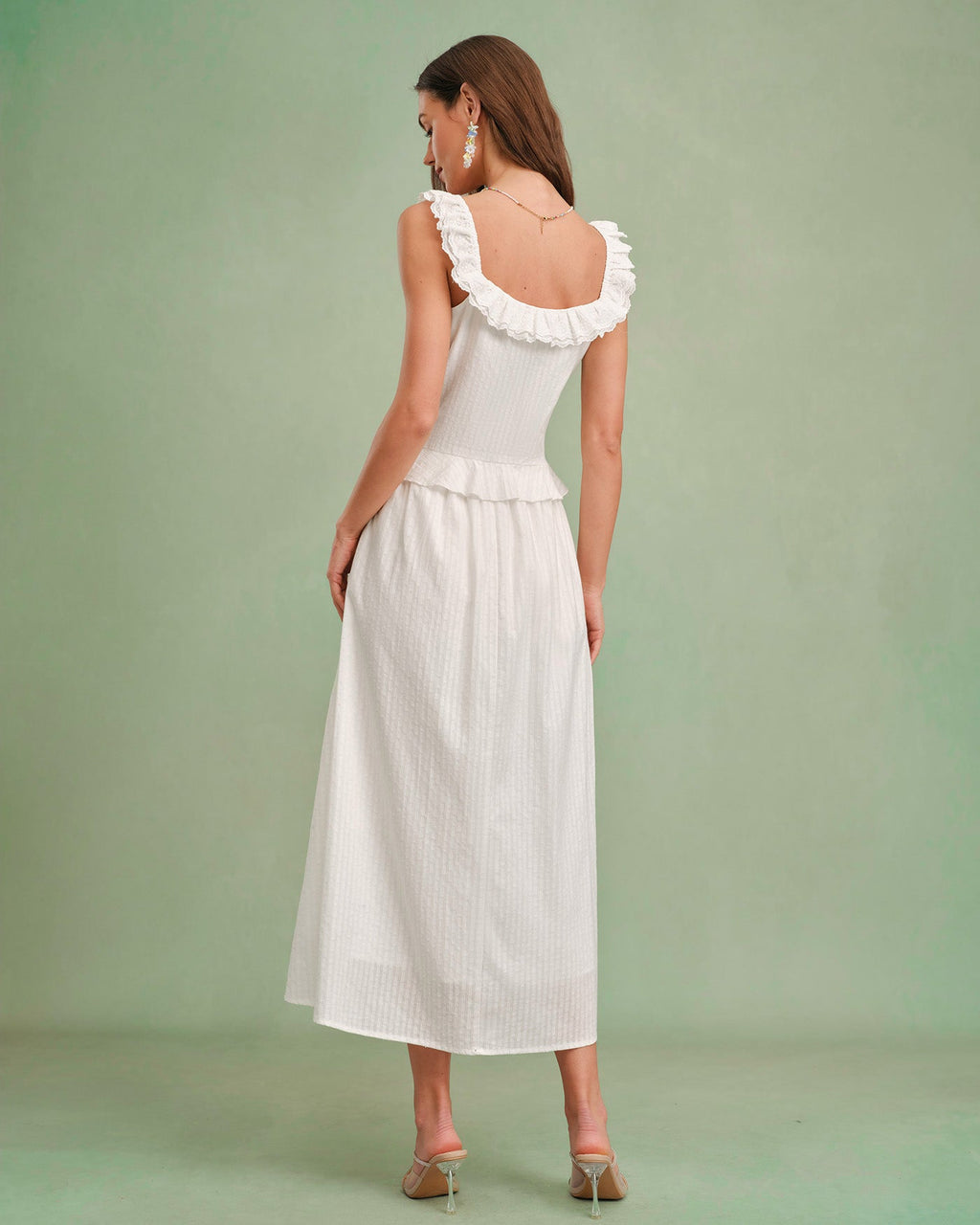 Solid White A-Line Midi Skirt