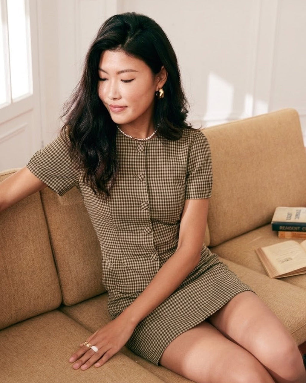 Brown Checkered Mini Skirt