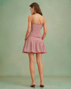 Ruched Mini Skirt in Red Plaid