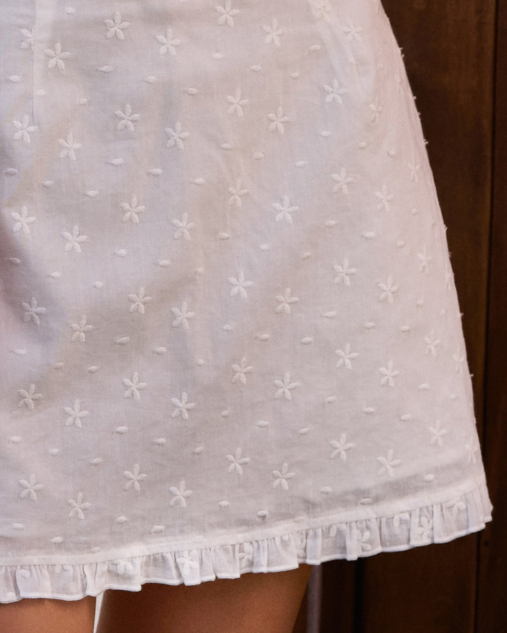 White Ruffled A-Line Mini Skirt