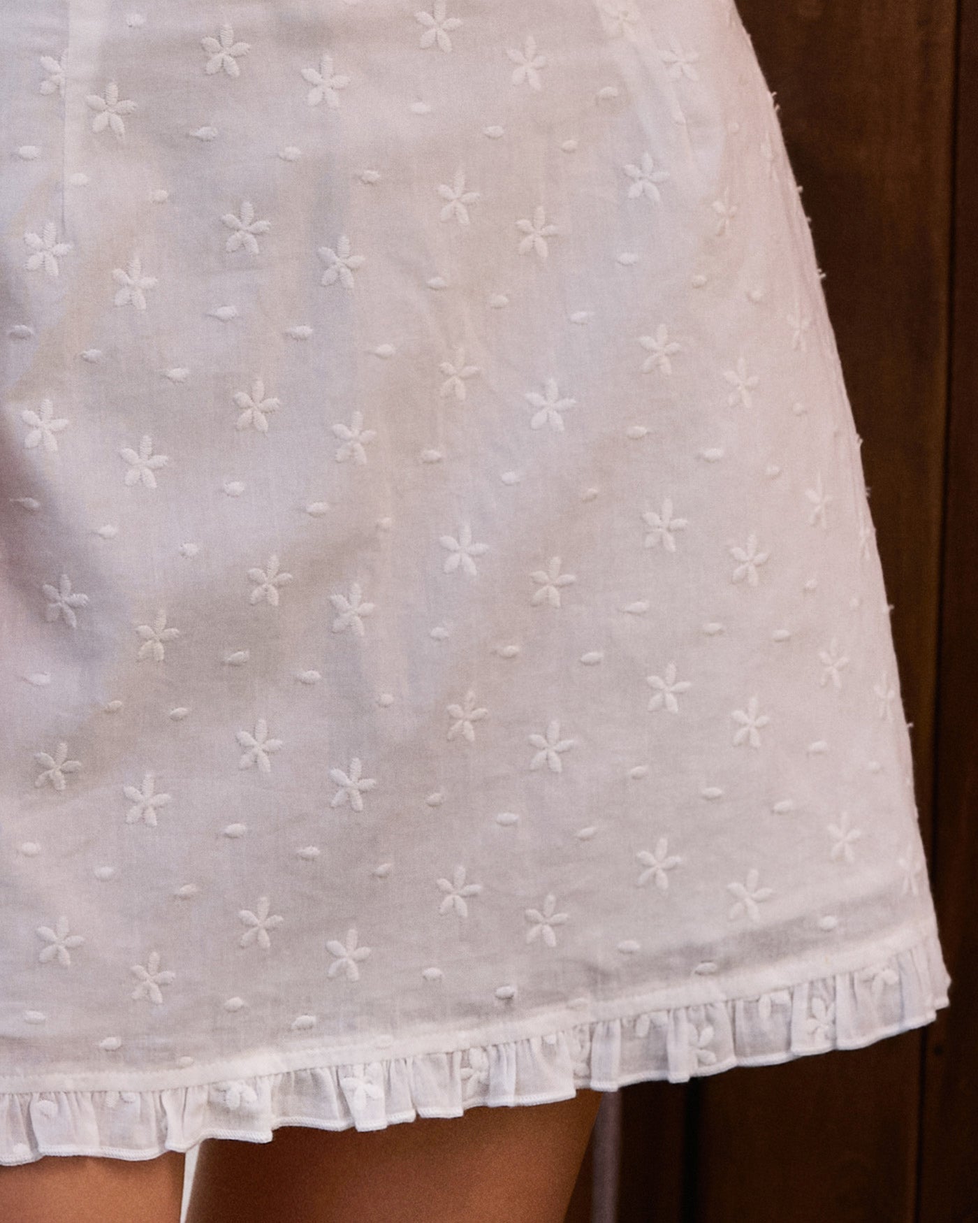 White Ruffled A-Line Mini Skirt