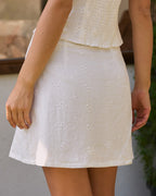 Embroidered White A-Line Skirt
