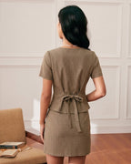 Brown Checkered Mini Skirt