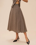 Plaid Midi Skirt in Brown