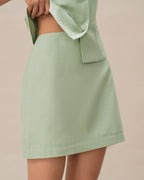 Solid Green A-Line Mini Skirt