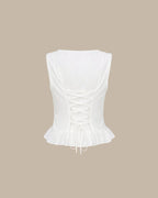 White U-Neck Lace-Embroidered Tank Top