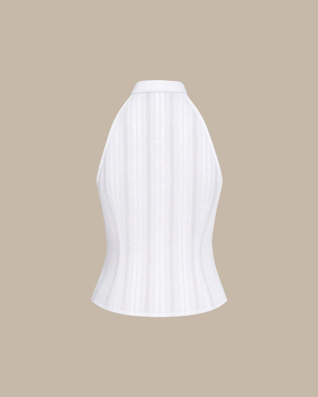 Embroidered White Mandarin Collar Tank Top