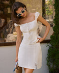 Embroidered White Square Neck Tank Top
