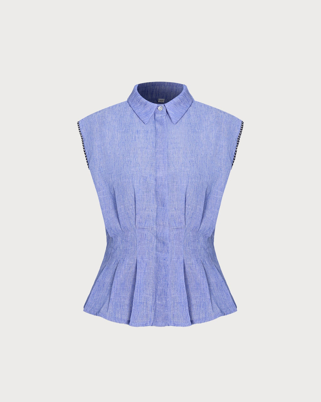 Ruched Button-Up Tank Top in Blue