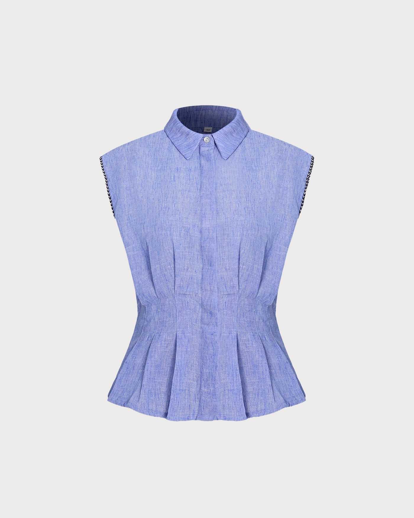 Ruched Button-Up Tank Top in Blue