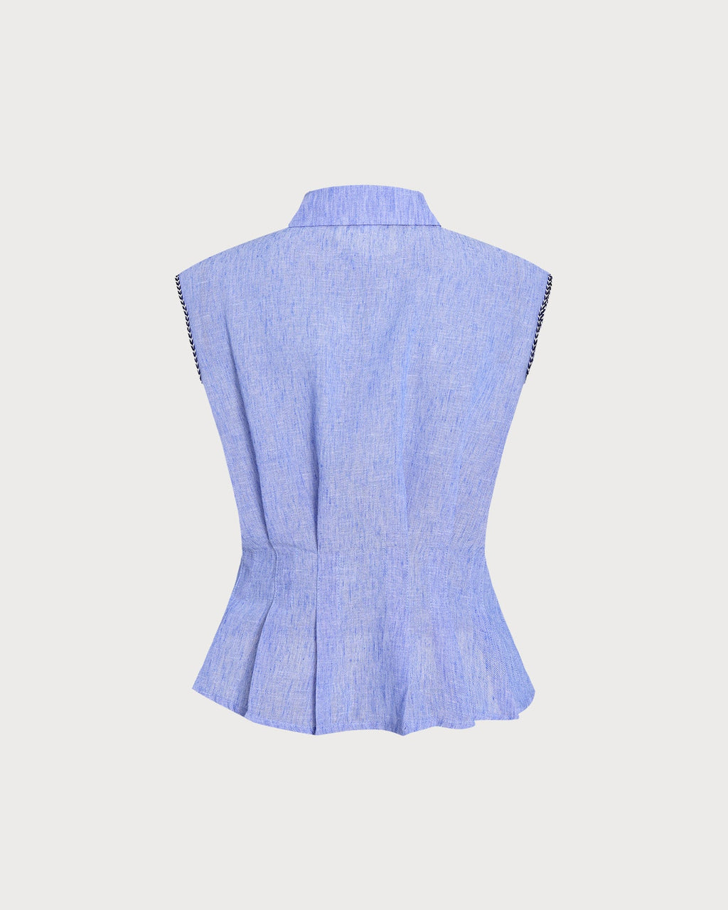 Ruched Button-Up Tank Top in Blue