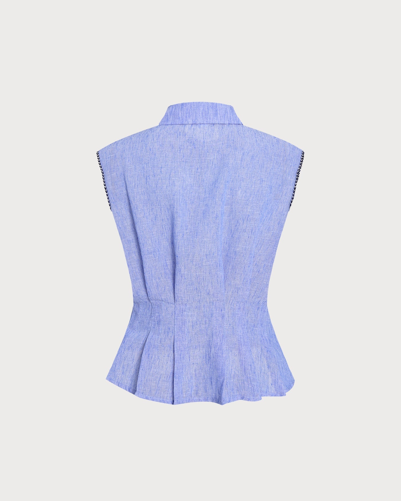 Ruched Button-Up Tank Top in Blue