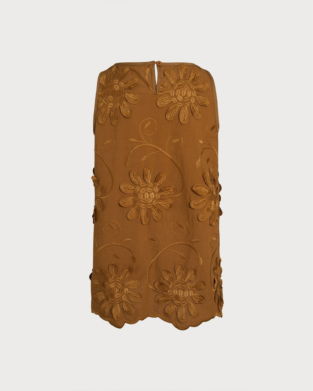 Floral Print Caramel Round Neck Tank Top